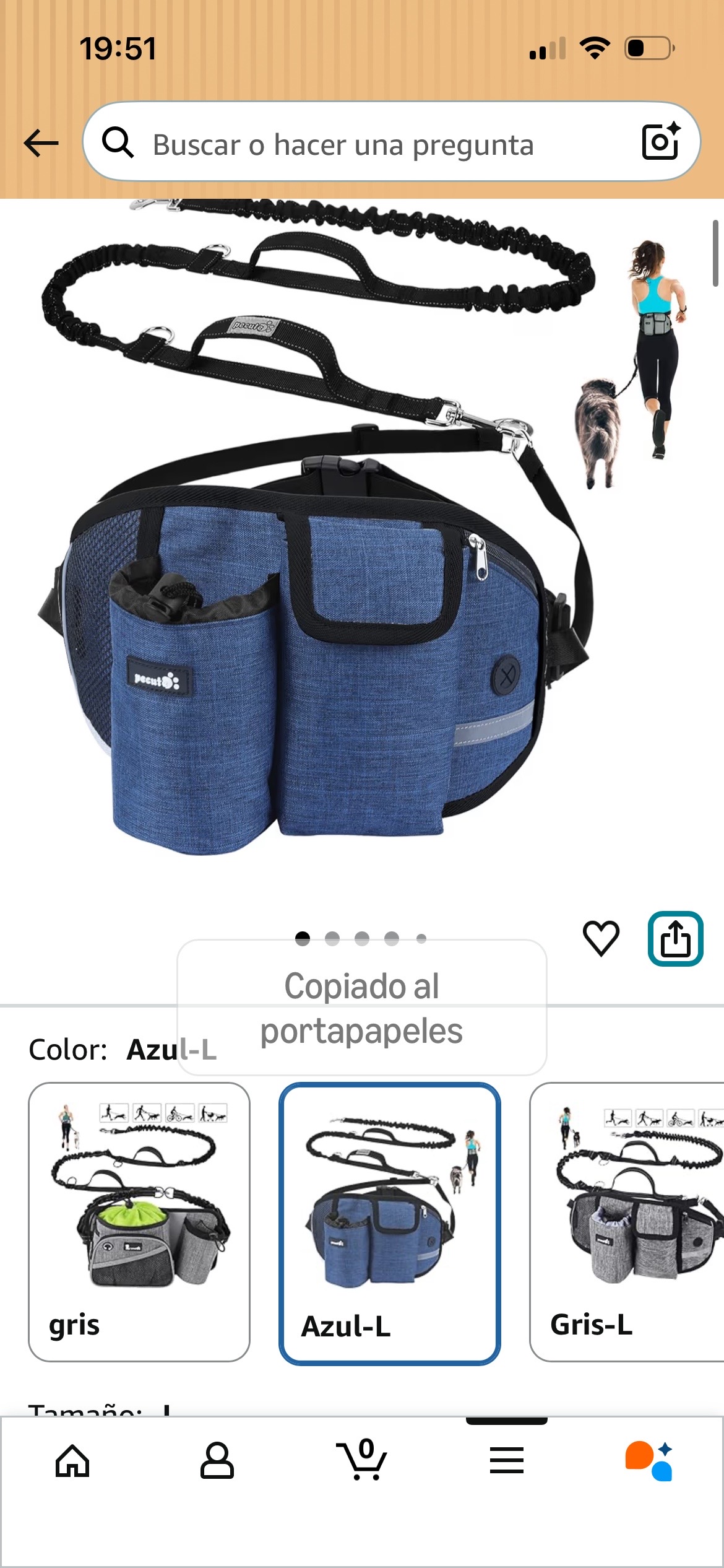 Cinturón running manos libres para perros